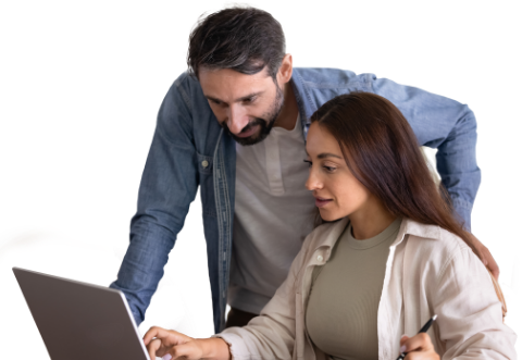 Couple working on laptop